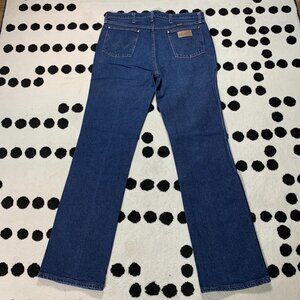 Wrangler Jeans Cowboy Cut Mens 34x34 947STR Blue Dark Wash Denim Bootcut Western